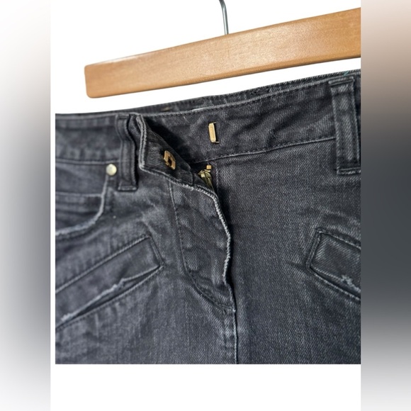PIERRE BALMAIN |  Black  Washed Denim Mini Skirt - Picture 5 of 7